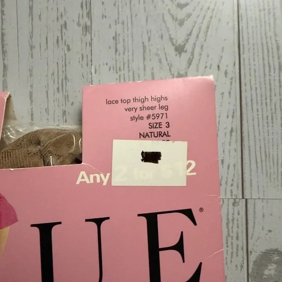 Hue French Lace Thigh High Stockings Black & Beige Shee 15 Denier 5971 PLUS Sz 3 - Picture 5 of 7